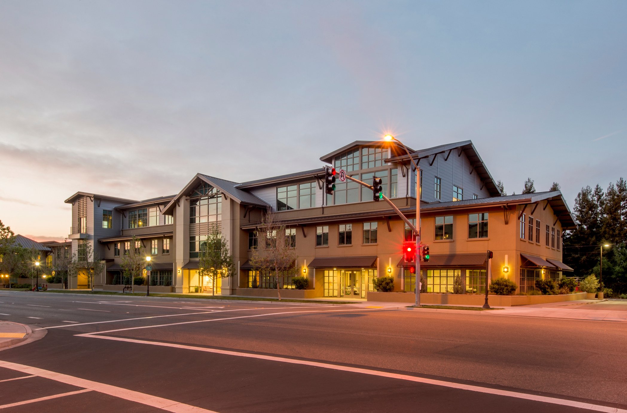 Mixed Use Commercial Building, Dusk